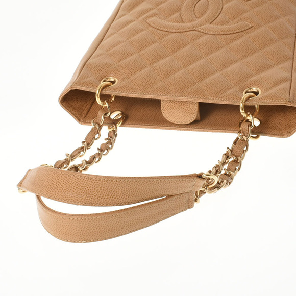 CHANEL Matelasse Chain Tote Bag Beige Caviar Leather - Picture 3 of 9